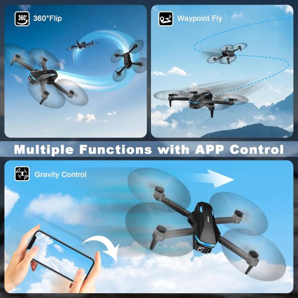 Drone with Camera for Adults, 1080P FPV Drones for kids Beginners with Upgrade Altitude Hold, Voice Control, Gestures Selfie, 90° Adjustable Lens, 3D Flips, 2 Batteries - Image 6