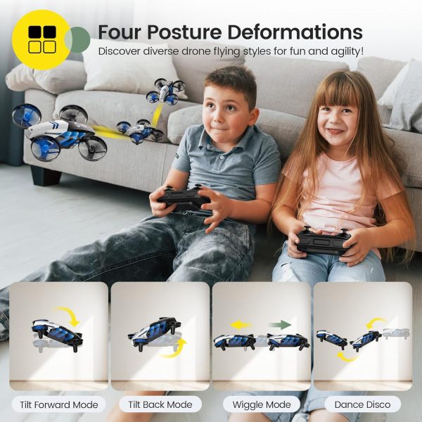 Holy Stone HS210T Drones for Kids, 2 IN1 MINI Indoor Drone with Land & Fly Mode, Four Posture Deformations RC Quadcopter with 3D Flip, Auto Hovering, Christmas Birthday Toy Gift for Boys and Girls - Image 4