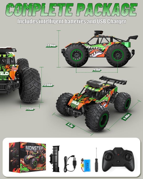 Remote Control Car, RC Truck for Boys 5-12, High Speed All Terrain Kids Toys, Monster Truck for Boys Girls, RC Truck with Car Body Lights & Headlights for Christmas Halloween Thanksgiving - Image 7