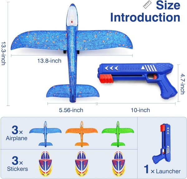 3 Pack Foam Airplane Launcher Toys, 2 Flight Mode Glider Plane,Kids Flying Toy,3 4 5 6 7 8 9 10 11 12 Year Old Boys Girls Gifts,Outdoor Sport Party Favor - Image 7