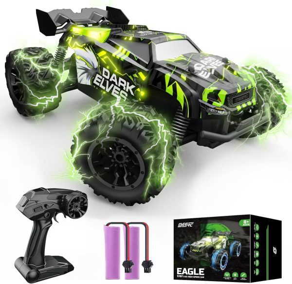 DEERC Remote Control Car, Glowing Eagle RC Cars for Boys Age 8-12 W/ 2 Rechargeable Batteries for 40 Min Play, 2.4Ghz All Terrain Off-Road RC Monster Truck Toys for Kids Birthday Xmas Gift - Image 2