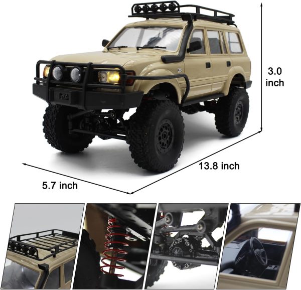 Remote Control Truck for LC80 Model, Rc Truck 4WD SUV RC Rock Crawler 4x4 Off Road Vehicle Car with Snorkel Hood&Luggage Rack Kids Hobby Toy RC Crawler - Image 7