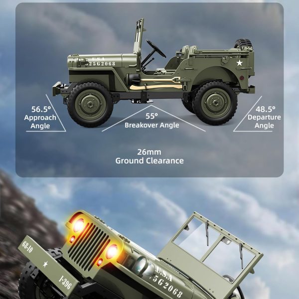 Remote Control Car, 2.4Ghz 4WD Off Road RC Jeep Rock Crawler Vehicle with Linked Lights, 1:10 Scales All Terrain Remote Control Trucks RTR Hobby RC Car for Kids Adults - Image 9