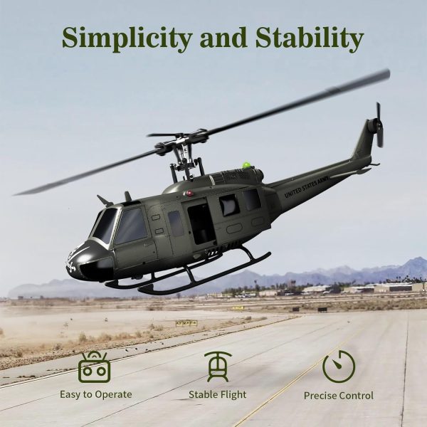 Carmanon Ultra-high Simulated RC Helicopter - 27:1 Scale Model Collectable Remote Control Helicopter with Auto-Hover for Adults, Beginners, Bell UH-1D - Image 5