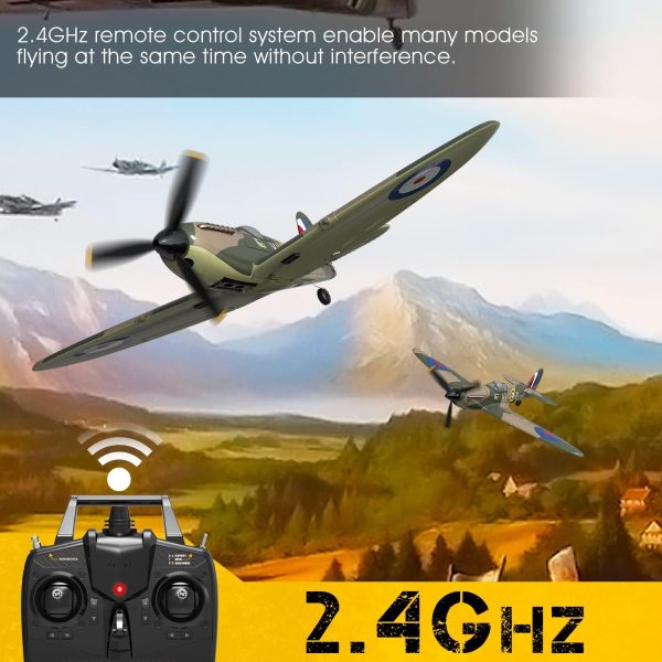 RC Plane Spitfire Fighter 2.4Ghz 4CH Remote Control Aircraft Ready to Fly for Adults Kids Airplane Radio Controlled Plane with Xpilot Stabilization System 761-12 - Image 6