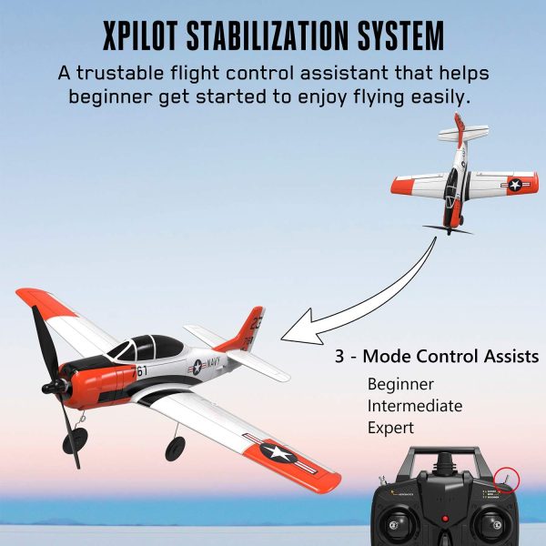 Volantex RC Airplane 2.4Ghz 4 Channel Remote Control,with Aileron T28 Trojan Parkflyer RC Aircraft Plane,Ready to Fly with Xpilot Stabilization System,Perfect for uitable for Kids and Beginners - Image 4