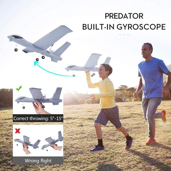 RC Plane Remote Control Airplane - 2.4Ghz 2 Channels DIY RC Predator Aircraft with 3-Axis Gyro for Beginner RC Plane with 2 Batteries, Wingspan 660mm - Image 6