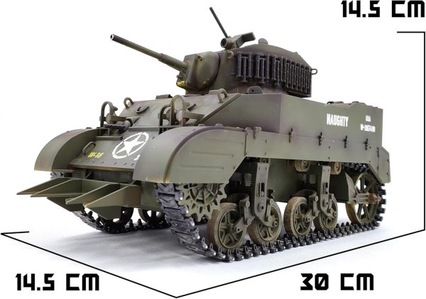 Remote Control Light Tank US M5A1 Stuart Tank 1/16 War RC Military Vehicle Simulation Smoke Barrel Lifting/Turret Rotation 360 Degrees/NO-Shooting/Collection Model - Image 9