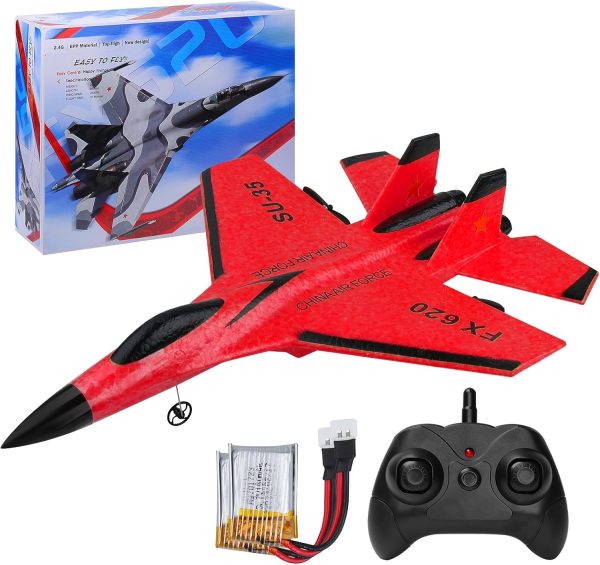 RC Airplane 2CH RC Plane 2.4GHz Remote Control Plane RTF SU35 RC Jet Easy to Fly FX620 Airplane Toys rc Planes for Adults, Kids and Beginner with Night Lights（Red） - Image 2