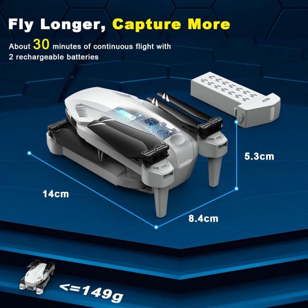 Drone with Camera for Adults, 1080P FPV Drones for Beginners with Upgrade Altitude Hold, Voice Control, Gestures Selfie, 90° Adjustable Lens, 3D Flips, 2 Batteries - Image 7