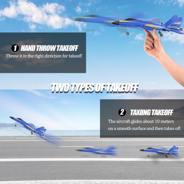 Remote Control Airplane for Kids, 2 Channels RC Planes Wireless Toy with 2 Batteries,2.4 GHZ Hobby RC Glider for Beginners（Blue） - Image 8