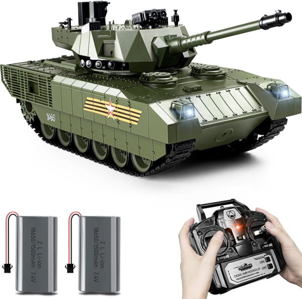 1:18 RC Tank, 2.4Ghz Russian T-14 Armata Remote Control Tank Model Toy That Shoots BBS and Water Bombs, Battle Army Tank with Smoke, Light and Sound, RC Vehicle Military Toy for Adult and Kid - Image 2