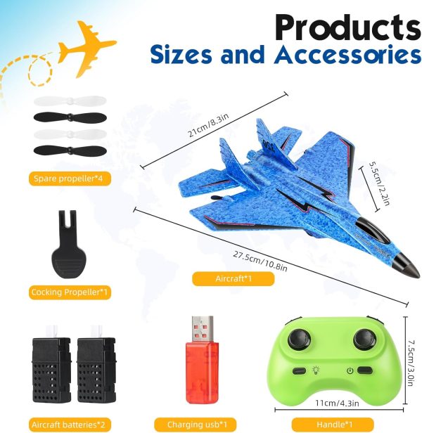 RC Plane, Remote Control Airplane- 2CH 2.4Ghz Remote Control Wireless Airplane Toy with Lights, Foam RC Fighter Plane Jet for Adults Kids Toys - Image 3