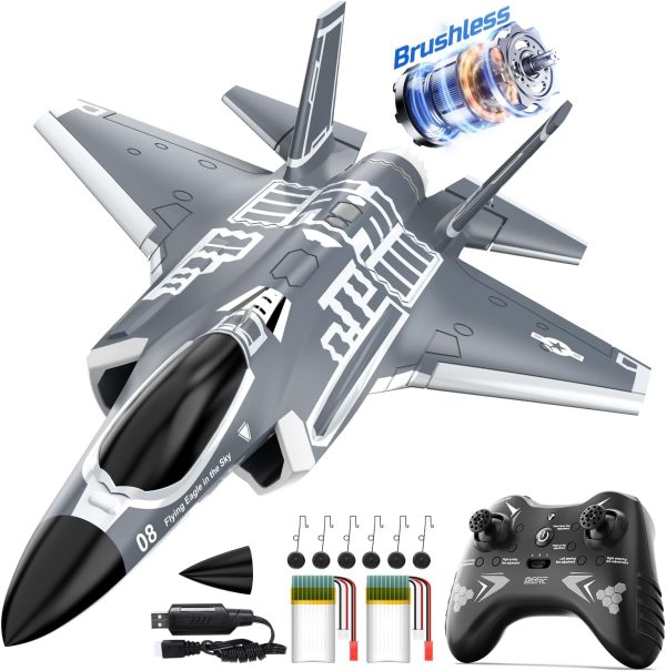 DEERC F35 4 Channel Brushless RC Plane for Adults Remote Control Airplane Ducted Fans Fighter Jet,2.4GHz 6-axis Gyro Stabilizer RTF Hobby Glider Aircraft Plane Easy to Fly for Advance Player - Image 2