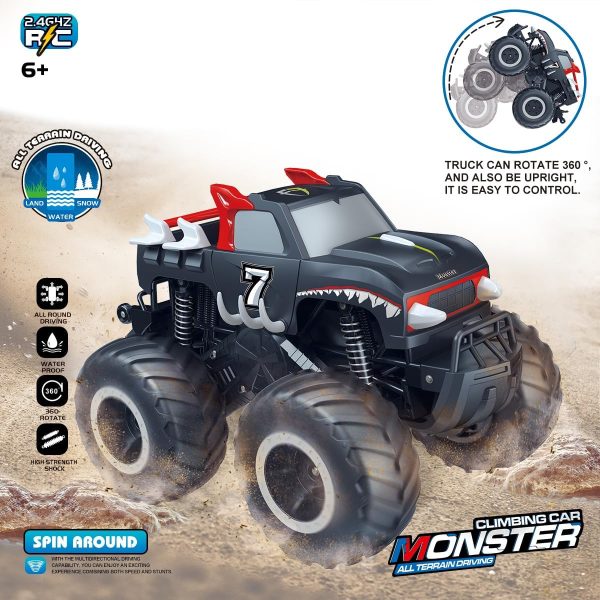 Threeking 1:16 Waterproof Monster Truck Pickup Toys RC Cars Remote Control Car Truck Toys 4WD All Terrain Off-Road Car Toy Gifts Presents 6 7 8 9 10 11 12 Year Old Kids Boys Girls Toys - Image 3