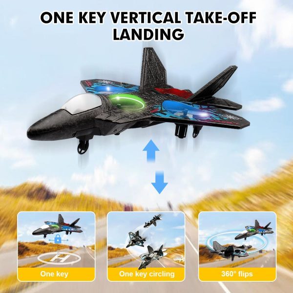 RC Plane Drone Helicopter Quadcopter, RTF 2.4GHz 6-axis Gyro Remote Control Airplane RC Jet Fighter Easy to Fly RC Glider Toys for Adult Kids (Blue) - Image 4