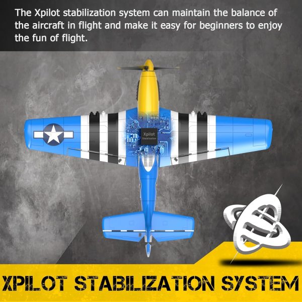 CKYSCHN RC Plane 4 Channel Remote Control Airplane with 3 Modes, VOLANTEXRC P51 Mustang RC Airplane for Beginners Adult, Xpilot Stabilization, One Key Aerobatic Ready to Fly - Image 4