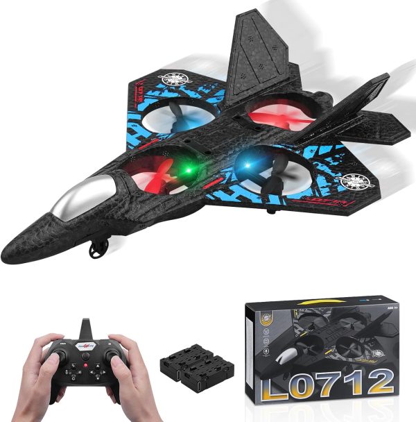 RC Plane 2.4GHz Remote Control Plane L0712 Quadcopter Hovering with Auto Hovering Fighter Aircraft RC Airplane RTF for Beginner, Kids and Adults,3D Flip Airplane Toy with Colored Lights USB Charging - Image 2