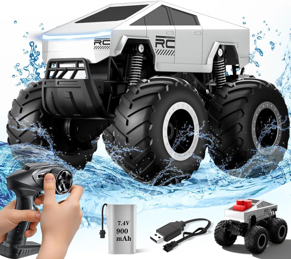 Waterproof Cybertruck Monster Truck Pickup Toys RC Cars Remote Control Car Truck Toys 4WD All Terrain Off-Road Car Toy Gifts Presents for Kids Boys Girls Ages 8-12+ - Image 2