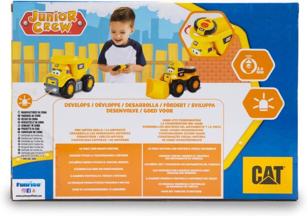 CAT Construction Toys, Junior Crew Lil' Movers Remote Control Truck, RC Car + Dump Truck, Working Headlights, with Child Friendly Controller - Image 9