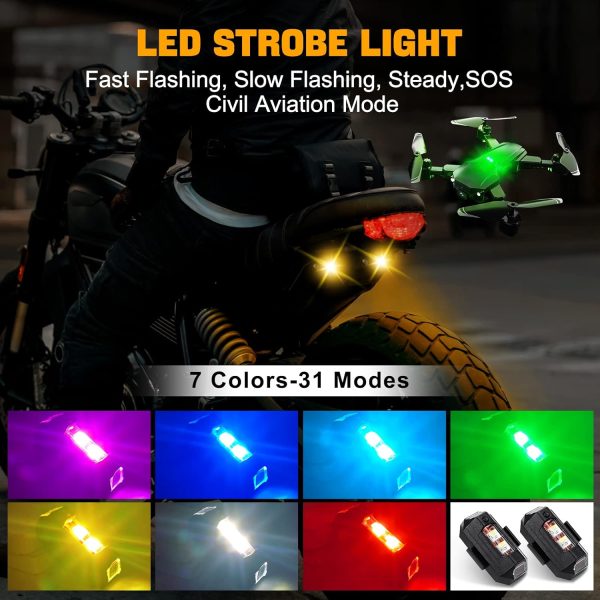 4 PCS LED Strobe Drone Light 7 Colors USB Charging Aircraft Emergency Lights Anti-Collision Flashing Warning Lights for Motorcycle, Bicycle, Drones, Car, RC Boat - Image 4