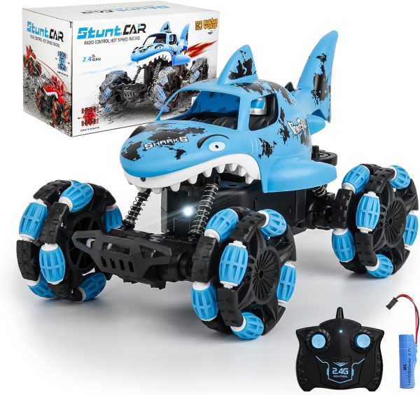 Remote Control Shark Monster Truck All-Terrain Toy Remote Control Car Vehicle, 2.4 GHz,1:14 Scale, Off Road Rechargeable RC Car Kids Toys for Boys and Girls Ages 6 and up - Image 2