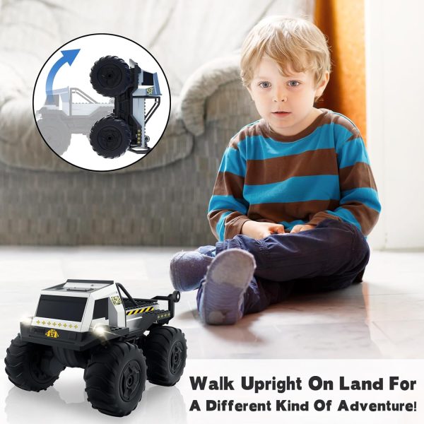 Carox 1:16 Amphibious Remote Control Car, 2.4GHz Waterproof RC Monster Truck with Building Blocks, DIY Sticker, Lights, All Terrain 4WD Off-Road Car Gifts Presents for Boys/Girls Ages 6, 7, 8 - Image 8