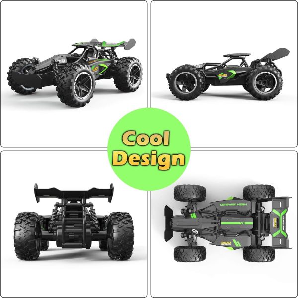 DoDoMagxanadu Remote Control Car, RC Cars for Boys Age 8-12, Toys Cars for Boys Age 4-7, 1:18 2.4Ghz Monster RC Truck Toys for Girls, Off Road RC Crawler Stocking Stuffers for Kids(Black Green) - Image 3