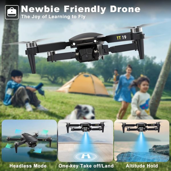 Drone wtih Camera For Beginners Obstacle Avoidance RC Drone for Adults Brushless Motor 1080P HD Camera 5G Wifi FPV Foldable Mini Quadcopter 3D Flips Altitude Hold TT19 UAV with Propeller Guards - Image 7