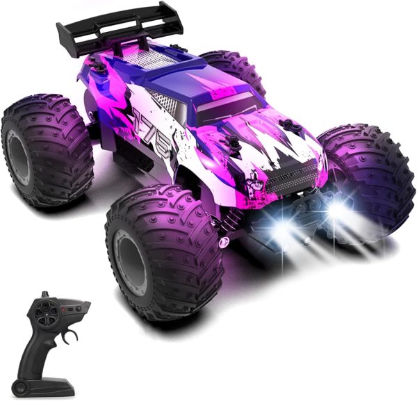 Sjpzwcrl Remote Control Car Toy Truck: - Hand Controlled Monster Truck Toys RC Car Electric Rock Crawler RC Truck with Headlights and Colorful Toy Cars Body Lights for Boy Kids - Image 2