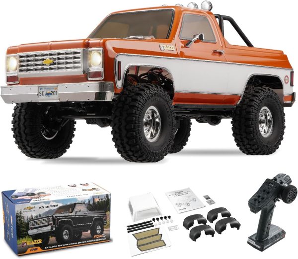 FCX10 FMS 1/10 K5 RC Crawler Chevy Blazer Officially Licensed, RC Pick Up Truck & SUV, 2.4GHZ 11CH Remote Control Car with Two-Speed Transmission for Adults (Orange) - Image 2