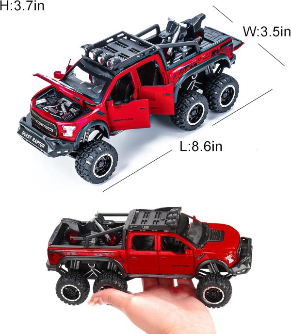 Toy Trucks Pickup Model Cars F150 Metal Diecast Cars Trucks for 3 Year Old Boys and up (Red) - Image 7