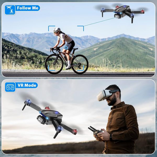 Drone with Camera 1080P HD for Kids Adults, Foldable FPV Mini Drone with 2 Batteries, One Key Take Off/Land, Altitude Hold, Headless Mode, Gravity Control, Gestures Selfie, 360°Flip, 3 Speed Mode, Waypoint Fly - Image 8