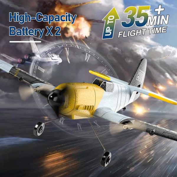 RC Plane, 3 Channel Remote Control Airplane, 6-axis Gyro Stabilizer BF-109 RTF RC Airplane with 2 Batteries, Easy to Fly for Beginners Adults and Kids - Image 4