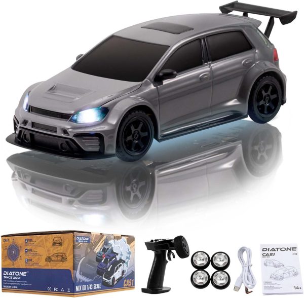 Fairrc 1/43 Scale Mix GO CA51 4WD Micro Drift Car,Mini Drift RC Car for Desk Mini Drift RC Car for Adults 2.4GHz High Speed with 4 Smooth Hard Tires RTR (Gray)-No FPVBox - Image 2