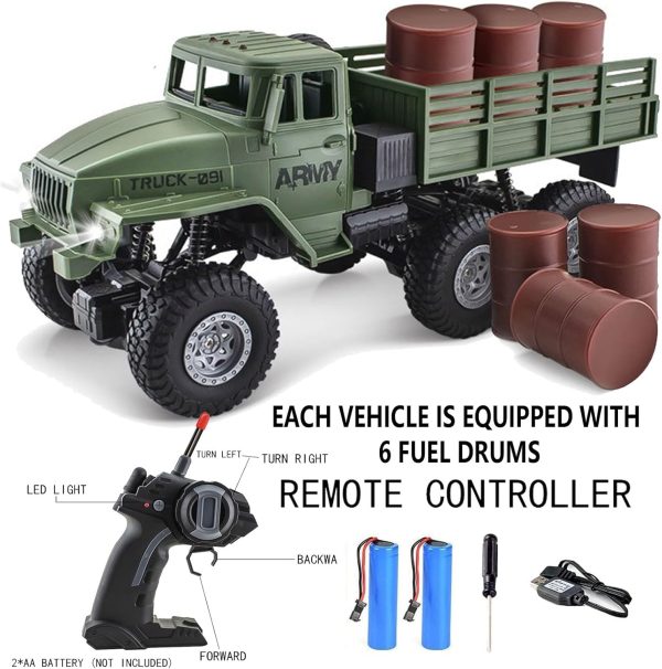 RC Military Truck 6x6 Road Remote Control Car 1/16 Scale Remote Control Truck 4WD All Terrain Rock Army Transport Vehicle Toy Vehicle for Kids Children Boy Gift - Image 7