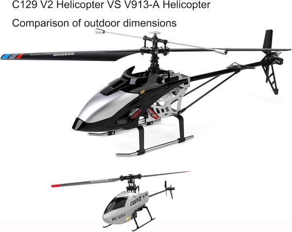 21.65 inch V913-A Black Silver Large Brushless Remote Control Alloy Helicopter Aircraft for Adults Beginners Youth 4CH RC Heli Model Fall Resistant Altitude Maintain (RTF 550MM 2 Batteries) - Image 3