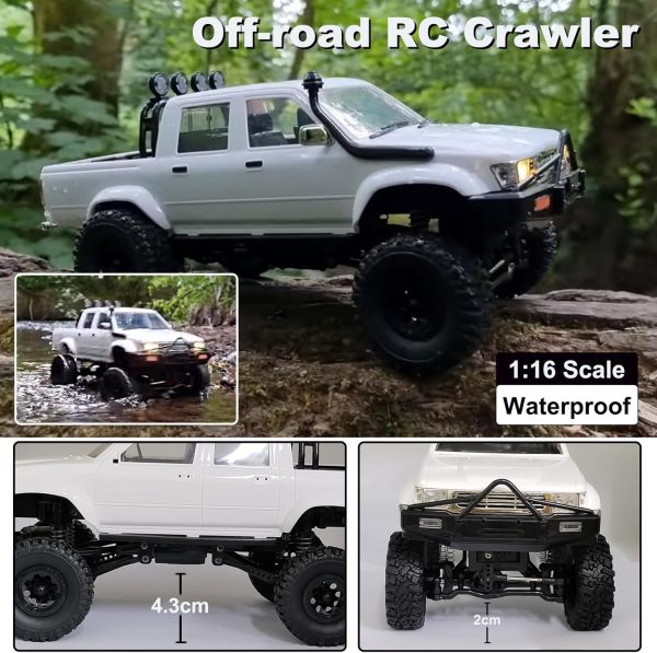 Skymaker WPL C64-1 RC Car 1:16 Hailax 2.4G 4WD Remote Control Pick-up Truck RC Rock Crawler RC Truck 4x4 Off-Road Vehicle Mode 260 Motor New Gearbox Two Batteries for Adult RC Hobby - Image 5