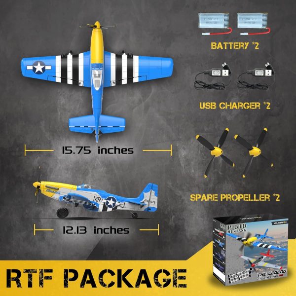 CKYSCHN RC Plane 4 Channel Remote Control Airplane with 3 Modes, VOLANTEXRC P51 Mustang RC Airplane for Beginners Adult, Xpilot Stabilization, One Key Aerobatic Ready to Fly - Image 7