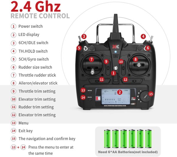 CKYSCHN Remote Control Helicopter, WLtoys K110S RC Helicopters with 3D/6G Mode Gyro for Adults, 6 Channel RC Aircraft with Brushless Motor, Mini Helicopter with 3 Batteries - Image 7