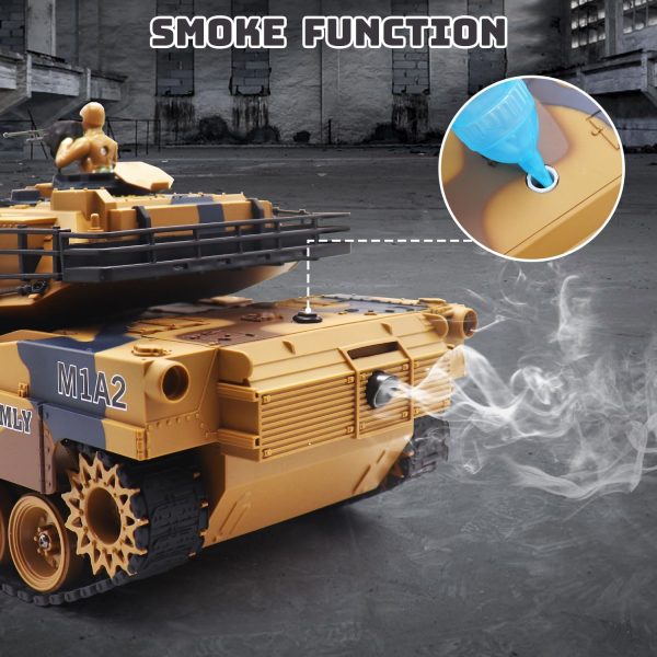 US-M1A2 RC Tank 1/18 Remote Control Tank That Shoots BBS, RC Tanks 23 Channel Full Function with Rotating Turret Lights, Sound, Smoke, RC Military Vehicles Toys for Kids & Adults - Image 10