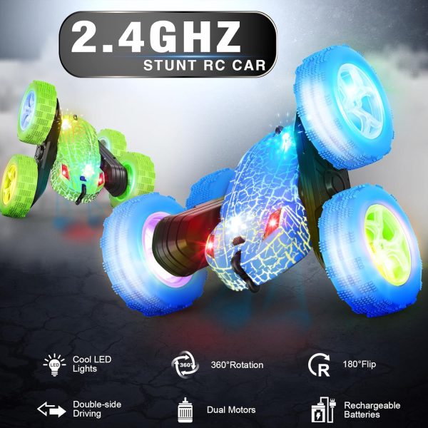 Remote Control Car, RC Cars Toys, 2.4GHz 4WD Fast RC Cars with Double Sided 360° Rotation Kids Toys Monster Truck Toys for Girls RC Truck Toy Cars for Boys - Image 3