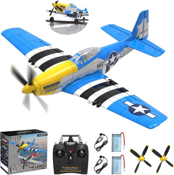 CKYSCHN RC Plane 4 Channel Remote Control Airplane with 3 Modes, VOLANTEXRC P51 Mustang RC Airplane for Beginners Adult, Xpilot Stabilization, One Key Aerobatic Ready to Fly - Image 2