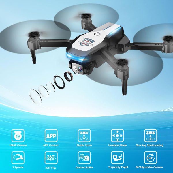 Drone with Camera 1080P FPV Foldable Drone for Beginners, Mini Drone with Altitude Hold, One Key Take Off/Land, Trajectory Flight, 3D Flip, 3 Speeds, Gravity Control,Toys for Boys Girls - Image 3