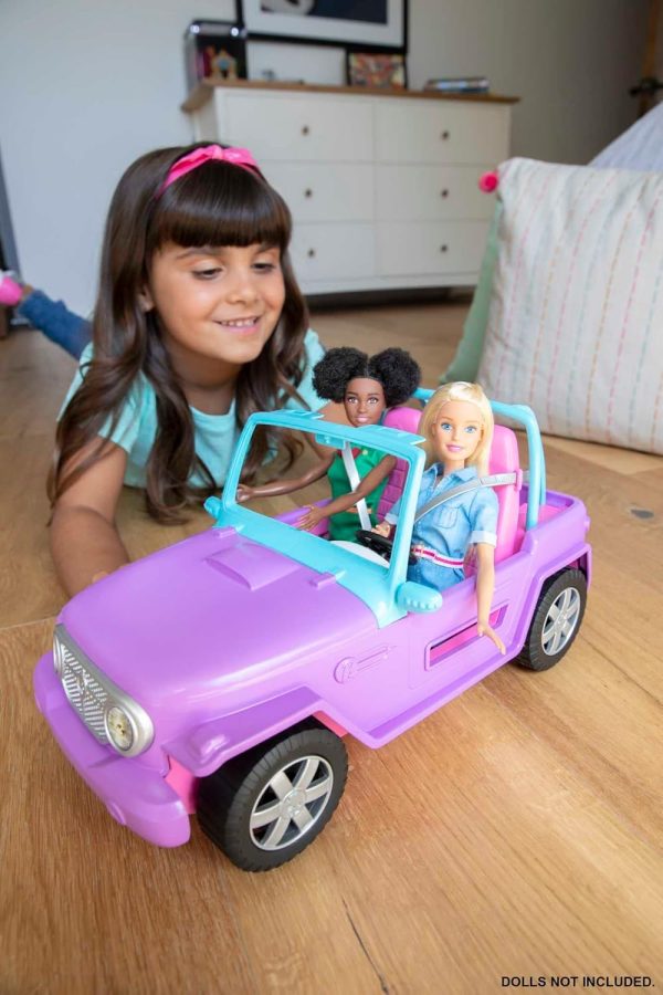 Barbie Toy Car, Doll-Sized SUV, Purple Off-Road Vehicle with 2 Pink Seats & Treaded, Rolling Wheels - Image 3