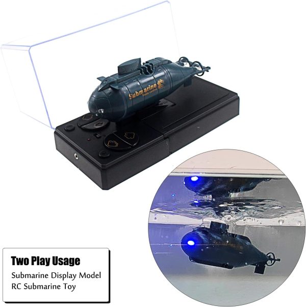 Tipmant Mini RC Nuclear Submarine Toy Remote Control Boat Electric Dive Fish Water Tank Kids Gifts (Blue) - Image 3