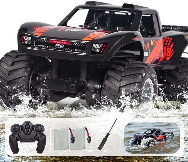 1:16 Amphibious Remote Control Car, 2.4GHz Monster Truck Toys All Terrain, Rc Cars for Adults, Rc Trucks 4x4 Off Road，6 7 8 9 10 11 12+ Year Old Boy/Girl Gifts，Christmas Toys (Orange - Image 2