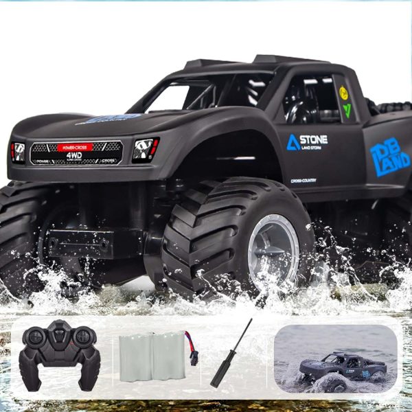 1:16 Amphibious Remote Control Car, 4WD Monster Truck Toys All Terrain, Rc Cars for Adults, Rc Trucks 4x4 Off Road Waterproof，6 7 8 9 10 11 12+ Year Old Boy/Girl Gifts, Christmas Toys (Blue - Image 2