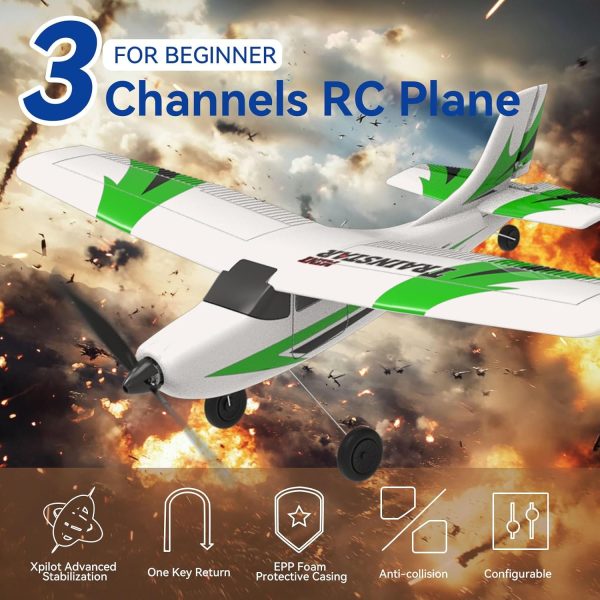 Upgraded RC Plane for Beginners & Adults, 3-Channel Remote Control Airplane with Xpilot Gyro Stabilization, 250mAh Battery, Carbon Fiber Wings, One-Key Return, Propeller Saver, Ready to Fly - Image 3