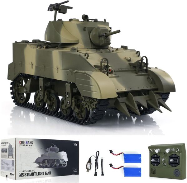 Heng Long 1/16 Scale RTR Tank US Stuart M5A1 British VI Light Tank High Speed Sound Lights - Image 2